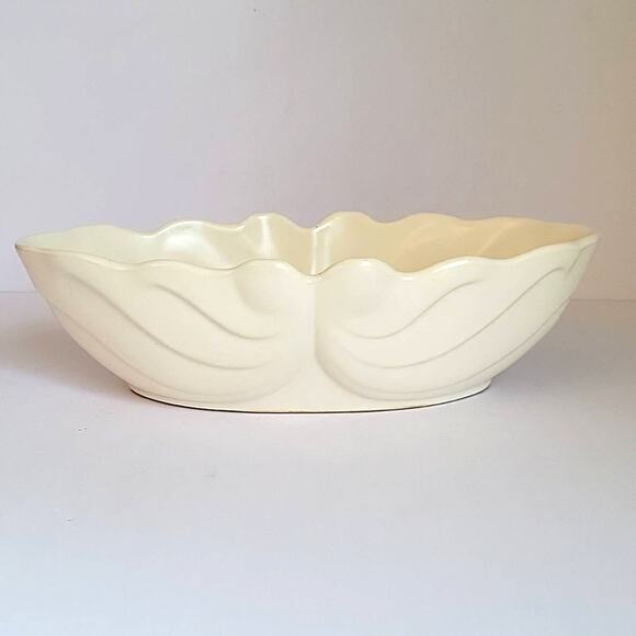 Vintage Hull Pottery Planter Creamware Oval Wing Mid Century Art Deco USA Made - Picture 1 of 14